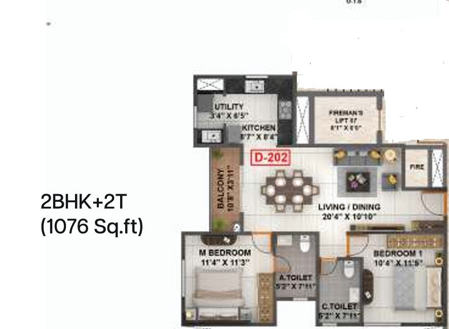 CoEvolve Florenza 2BHK Floor Plan
