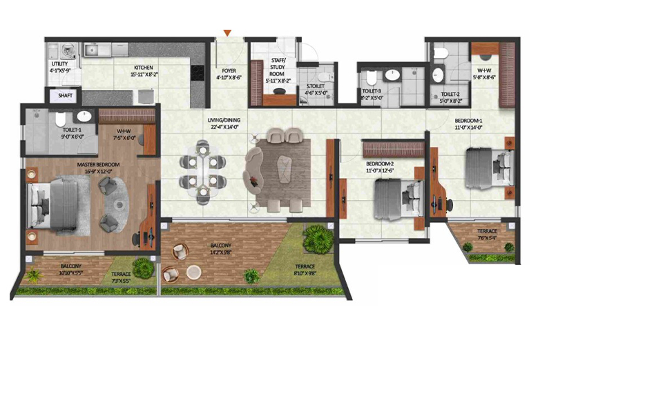 CoEvolve Misty Shores 4BHK Floor Plan